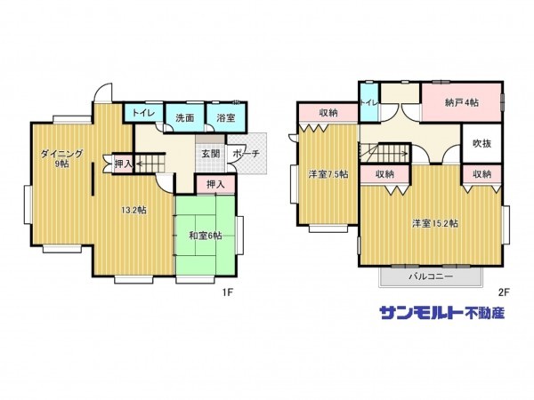 福山市明王台、中古一戸建ての間取り画像です