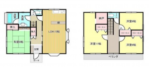 福山市明王台、中古一戸建ての間取り画像です