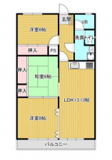 福山市西町、マンションの間取り画像です