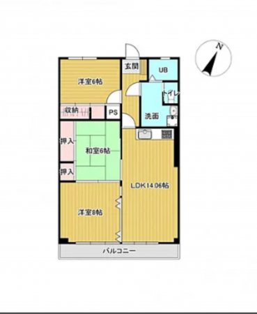 福山市西町、マンションの間取り画像です