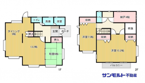 福山市明王台、中古一戸建ての間取り画像です