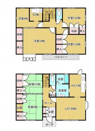 福山市明王台、中古一戸建ての間取り画像です