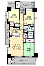福山市南手城町、マンションの間取り画像です