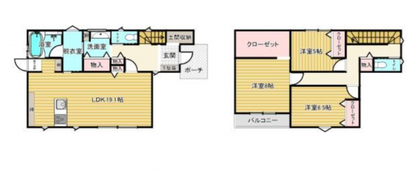 福山市伊勢丘、中古一戸建ての間取り画像です
