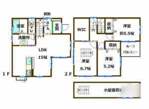 福山市東深津町、中古一戸建ての間取り画像です