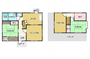 福山市幕山台、中古一戸建ての間取り画像です