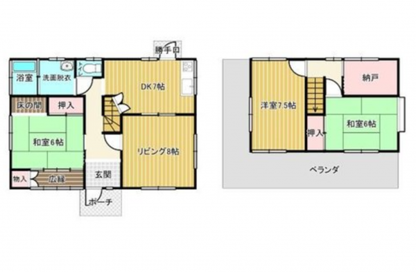 福山市幕山台、中古一戸建ての間取り画像です