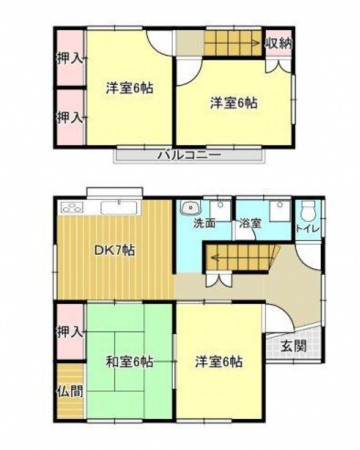 福山市西深津町、中古一戸建ての間取り画像です