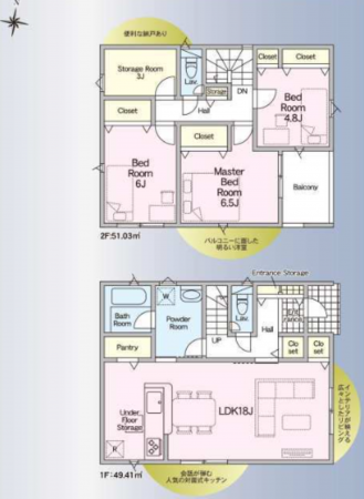 福山市長者町、新築一戸建ての間取り画像です