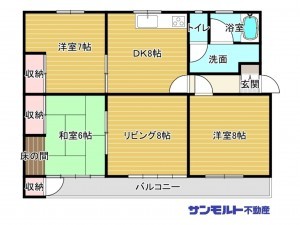 福山市向陽町、マンションの間取り画像です