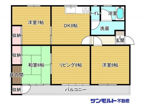 福山市向陽町、マンションの間取り画像です