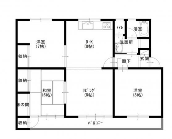 福山市向陽町、マンションの間取り画像です