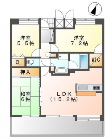 福山市霞町、マンションの間取り画像です