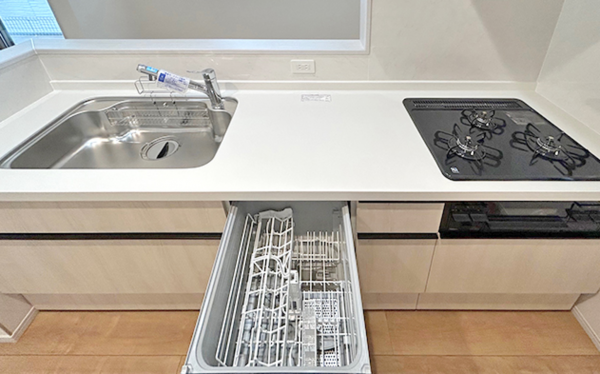 福山市幕山台、新築一戸建てのキッチン画像です