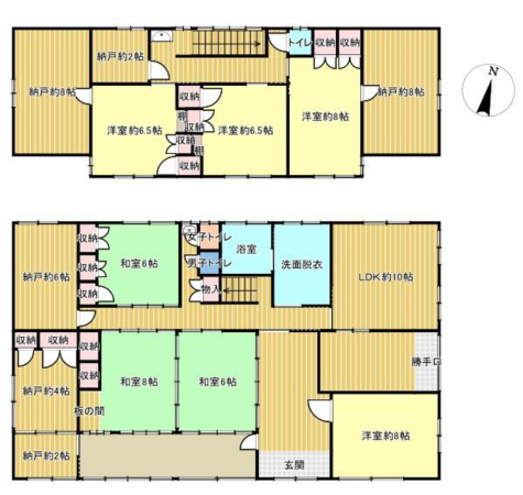福山市南蔵王町、中古一戸建ての間取り画像です