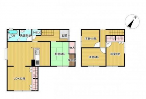 福山市幕山台、中古一戸建ての間取り画像です