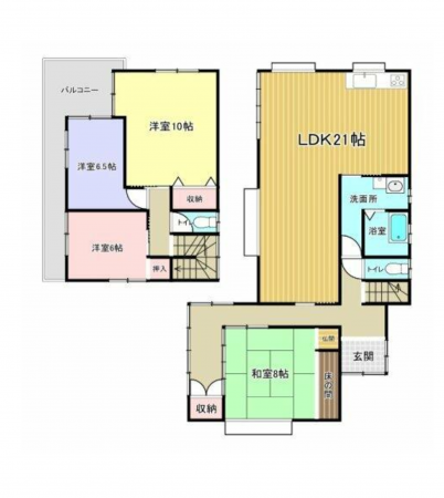 福山市緑陽町、中古一戸建ての間取り画像です