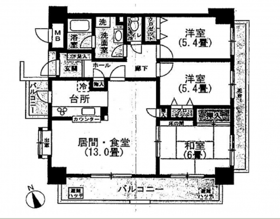 福山市野上町、マンションの間取り画像です