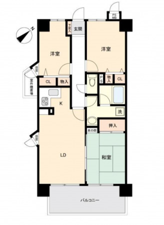 福山市御門町、マンションの間取り画像です