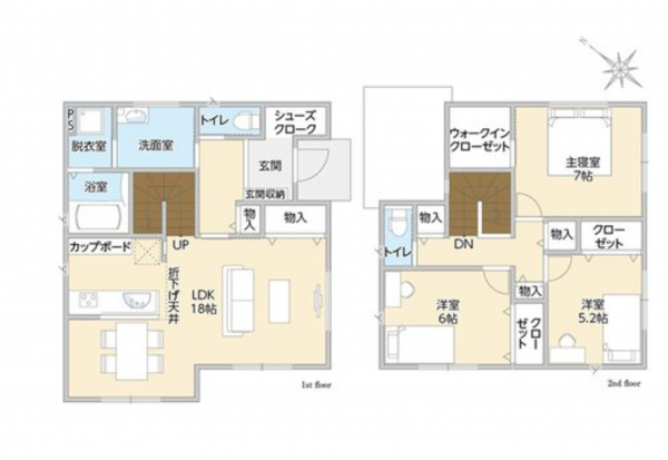 福山市水呑町、新築一戸建ての間取り画像です