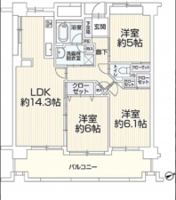 福山市港町、マンションの間取り画像です