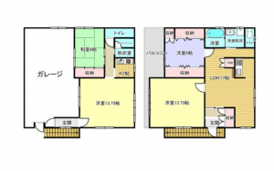 福山市松浜町、中古一戸建ての間取り画像です