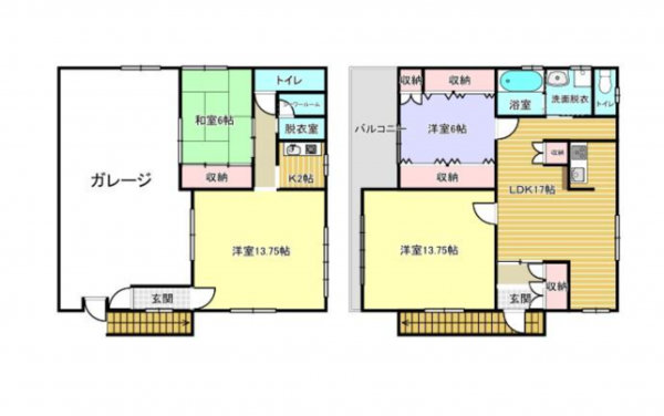 福山市松浜町、中古一戸建ての間取り画像です
