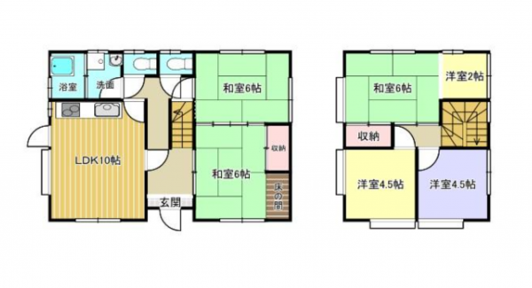 福山市清水ケ丘、中古一戸建ての間取り画像です