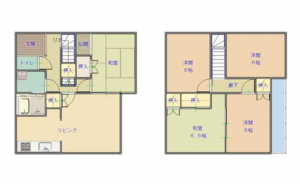 福山市大谷台、中古一戸建ての間取り画像です