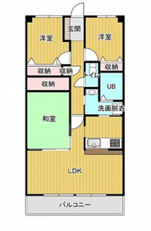 福山市沖野上町、マンションの間取り画像です