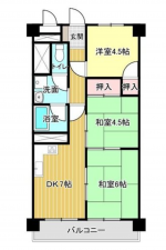 福山市沖野上町、マンションの間取り画像です