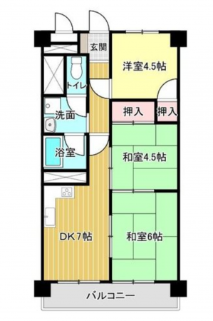 福山市沖野上町、マンションの間取り画像です