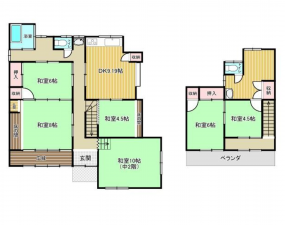 福山市手城町、中古一戸建ての間取り画像です