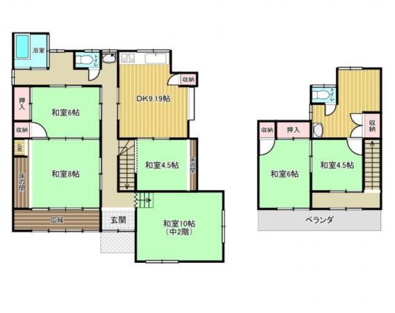 福山市手城町、中古一戸建ての間取り画像です