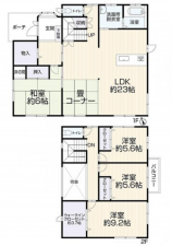 福山市川口町、中古一戸建ての間取り画像です