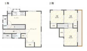 福山市南蔵王町、中古一戸建ての間取り画像です