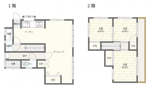 福山市南蔵王町、中古一戸建ての間取り画像です
