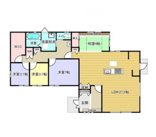 福山市蔵王町、中古一戸建ての間取り画像です