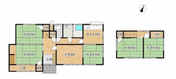 福山市緑陽町、中古一戸建ての間取り画像です