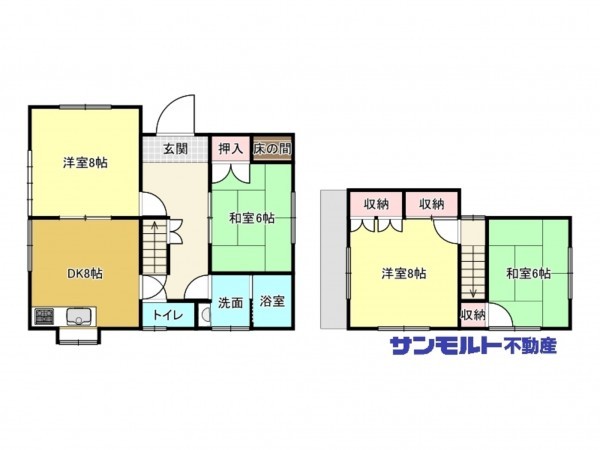 福山市幕山台、中古一戸建ての間取り画像です