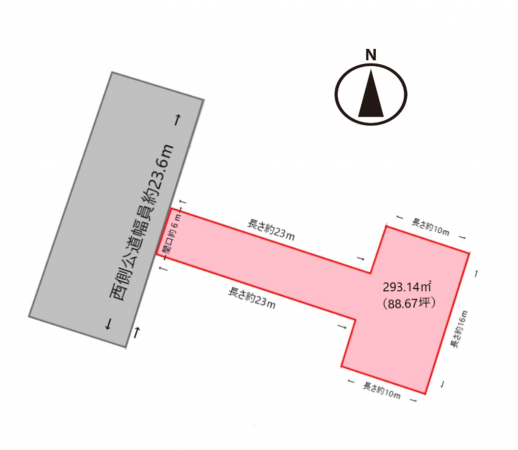 福山市新涯町、土地の間取り画像です