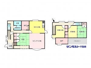 福山市明王台、中古一戸建ての間取り画像です