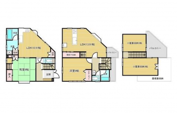 福山市伊勢丘、中古一戸建ての間取り画像です