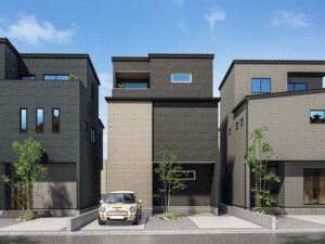 福山市御船町、新築一戸建ての完成予想図（外観）画像です