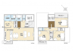 福山市水呑町、新築一戸建ての間取り画像です