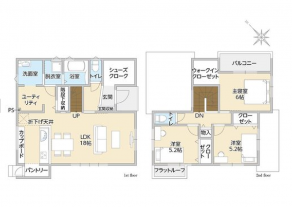 福山市水呑町、新築一戸建ての間取り画像です