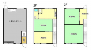 福山市野上町、中古一戸建ての間取り画像です
