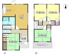 福山市引野町南、中古一戸建ての間取り画像です