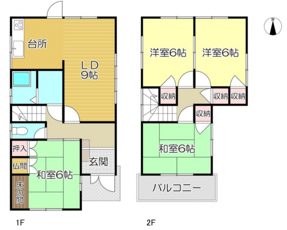 福山市引野町南、中古一戸建ての間取り画像です