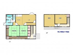 福山市大門町、中古一戸建ての間取り画像です